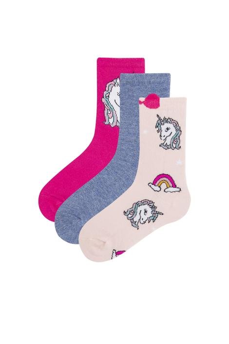 Girls Unicorn 3 in 1 Socks