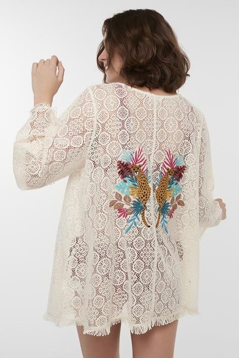 Tropic Back Embroidery Kimono