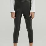 Girls Leather Look Thermal Legging