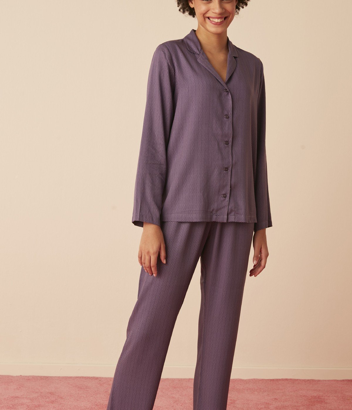 Lilac Stripes Shirt Set Pijama