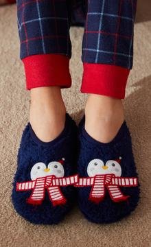 Boys Navy Penguin Liner Socks
