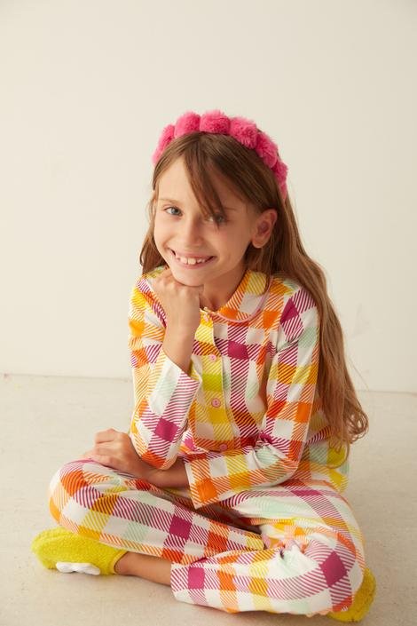 Set Pijama Fetițe Plaid
