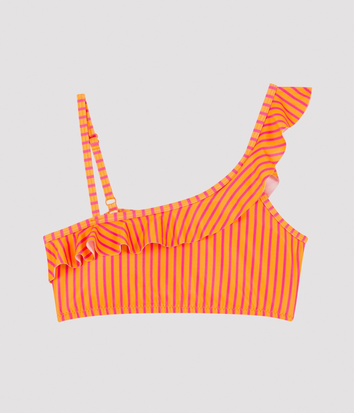 Girls Stripe Frill One Shoulder Bikini Set