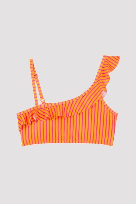 Girls Stripe Frill One Shoulder Bikini Set