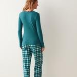 Green Checked Pointel  Set Pijama