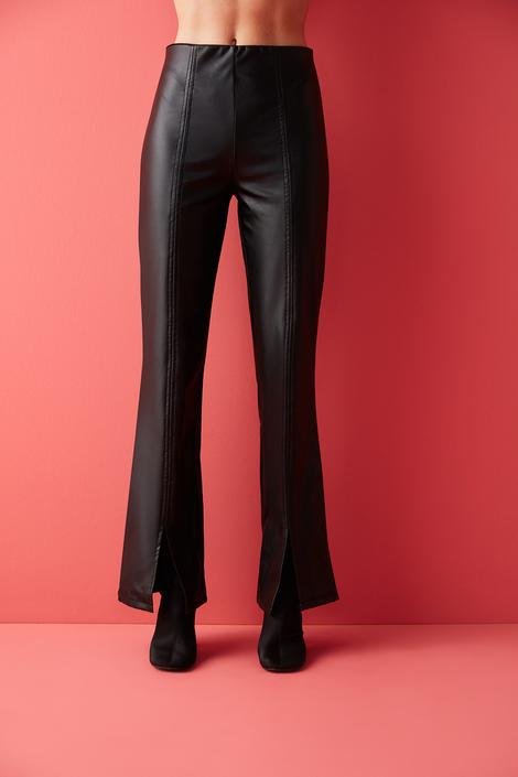 Concept Leather Look Slit Pants