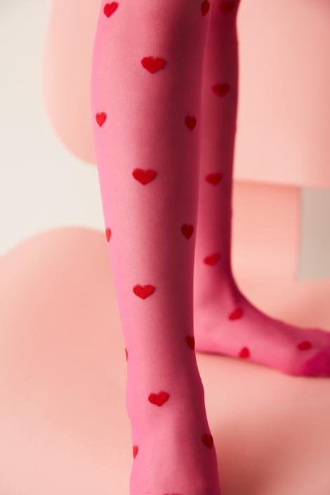 Girls Red Heart Pretty Tights