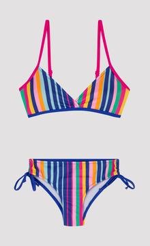 Girls Colorful Stripe Triangle Bikini Set