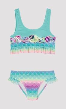 Girls Colorful Shell Halter Bikini Set
