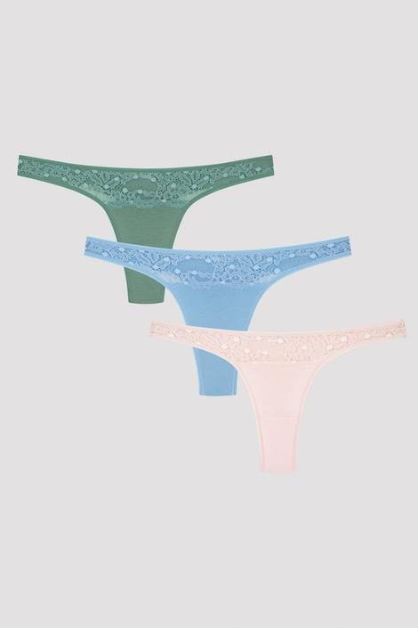 Waterfall Lace Detailed 3packed Thong