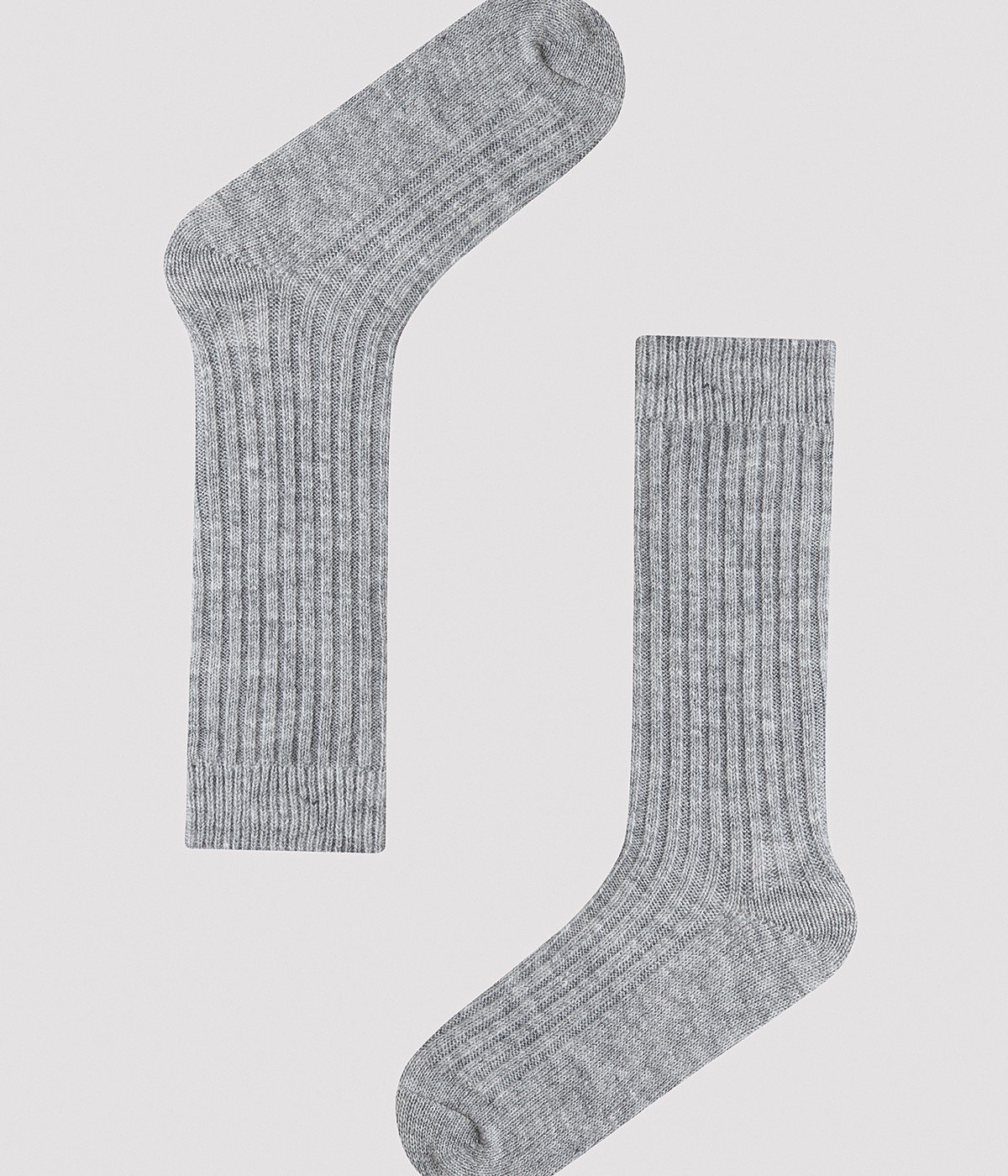 Grey Vertical Rib Socks