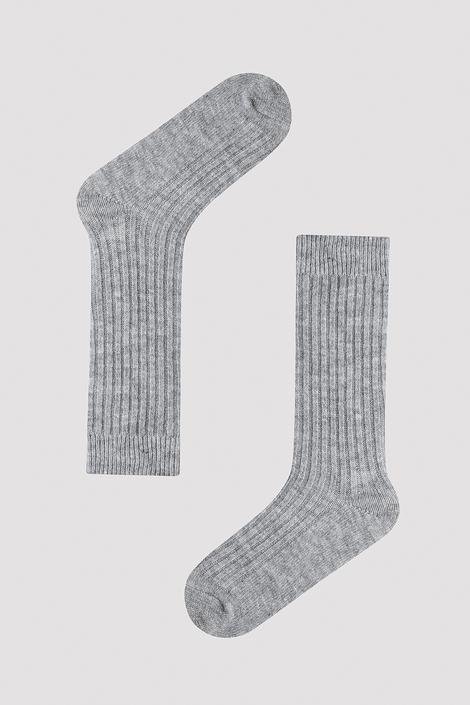 Grey Vertical Rib Socks
