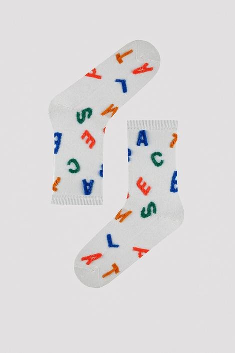 Colorful Letter Printed 2in1 Socket Socks