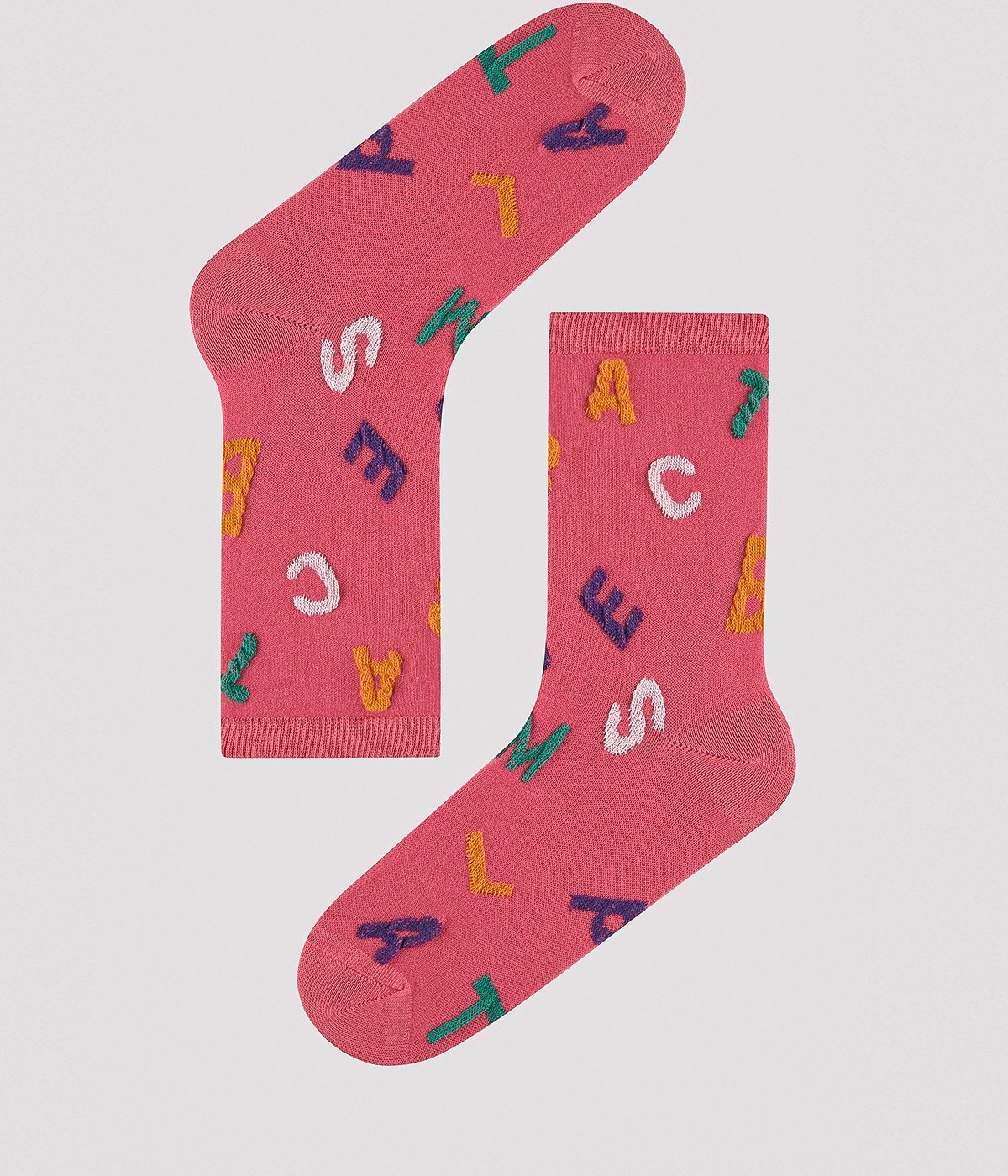 Colorful Letter Printed 2in1 Socket Socks