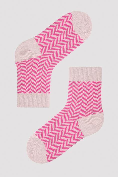 Girls Pink Zigzag Socks