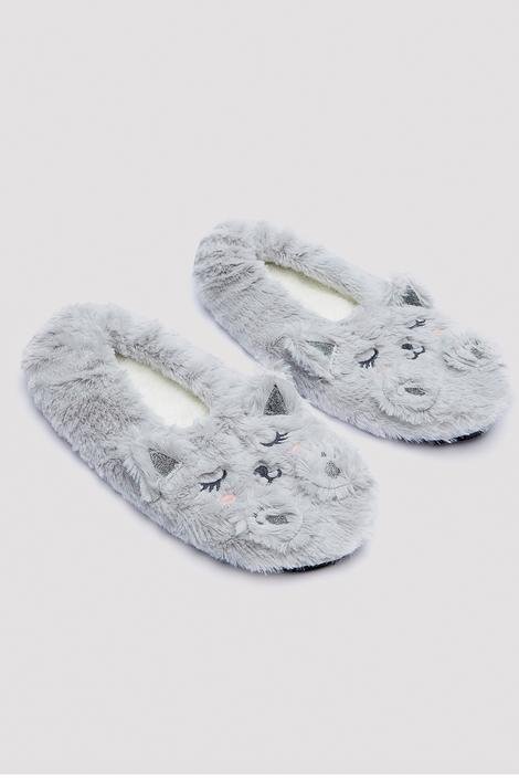 GRİ Cutie Cat Gray Liner Socks - Home Accessories