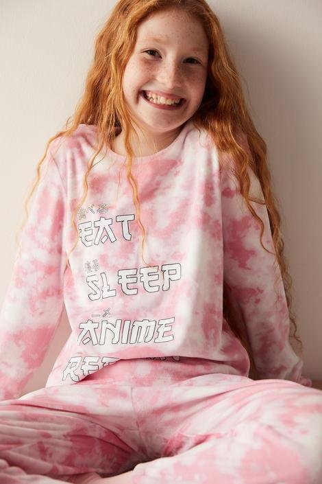 Girls Anime Slogan LS Pyjama Set