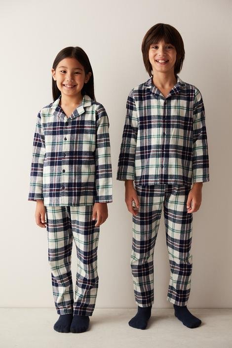 Set Pijama Unisex Young Check Navy Shirt Pants