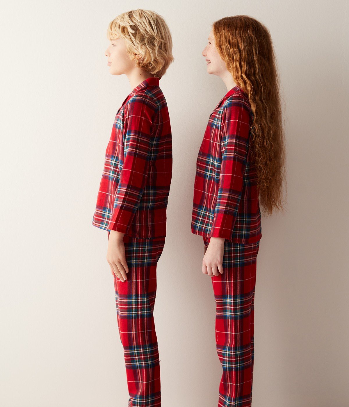 Set Pijama Unisex Young Check Red