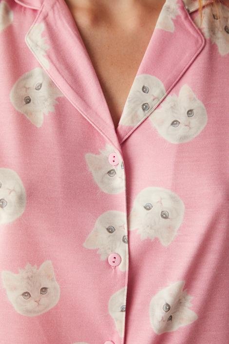 Cute Cats Pink Shirt Pant PJ Set