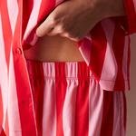 Elle Pink Striped Long Sleeve Shirt Shorts Pyjamas Set