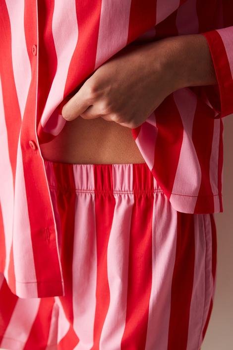 Set Pijama Elle Pink Striped Long Sleeve