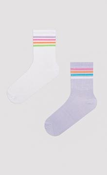 Rainbow Striped 2in1 Socket Socks