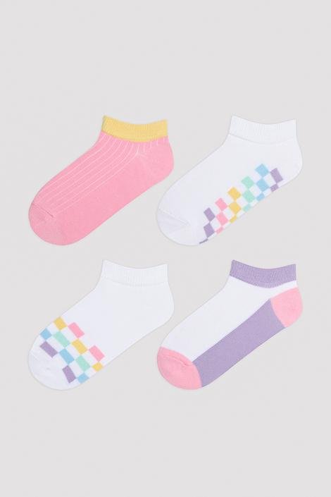 Multi Color Girls Check 4in1 Liner Socks - Girls PHRM2QTQ24IYMIX23-26