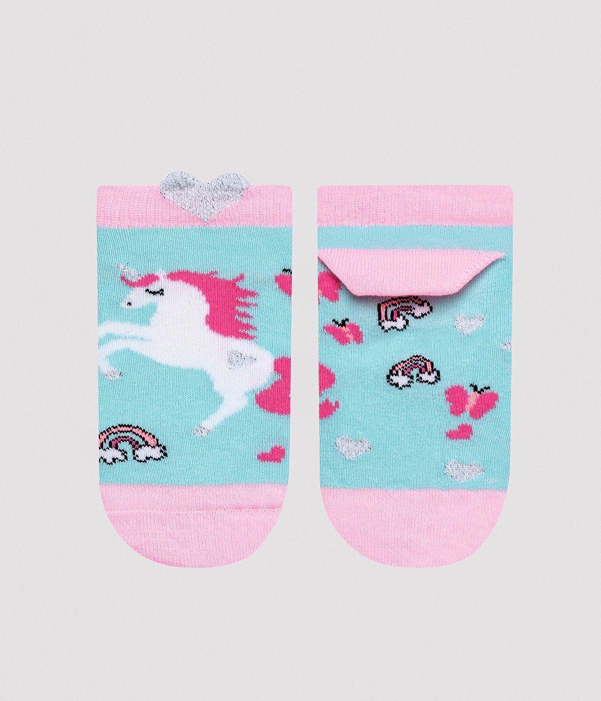 Girls Unicorn Heart 3in1 Liner Socks