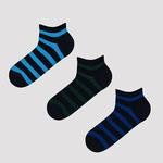 Men Blue Striped 2in1 Liner Socks