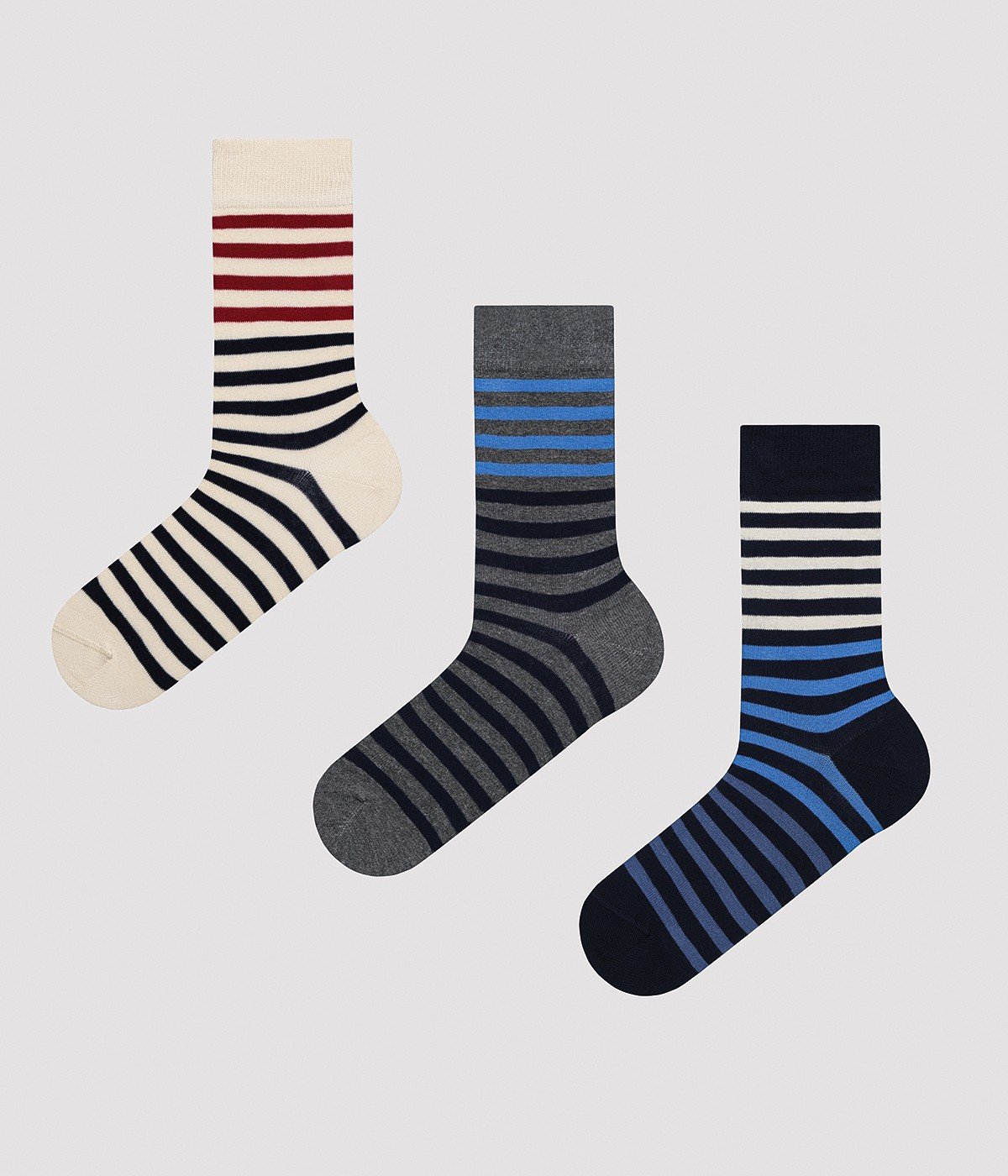 Men Color Striped 3in1 Socket Socks