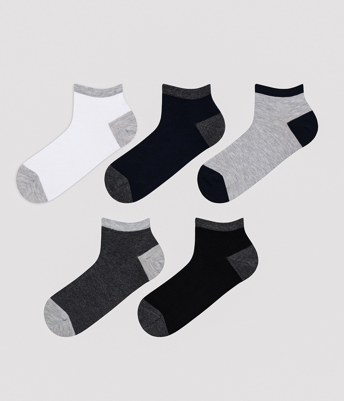 Multi Color Men Basic Color Block 5in1 Liner Socks - Men Socks