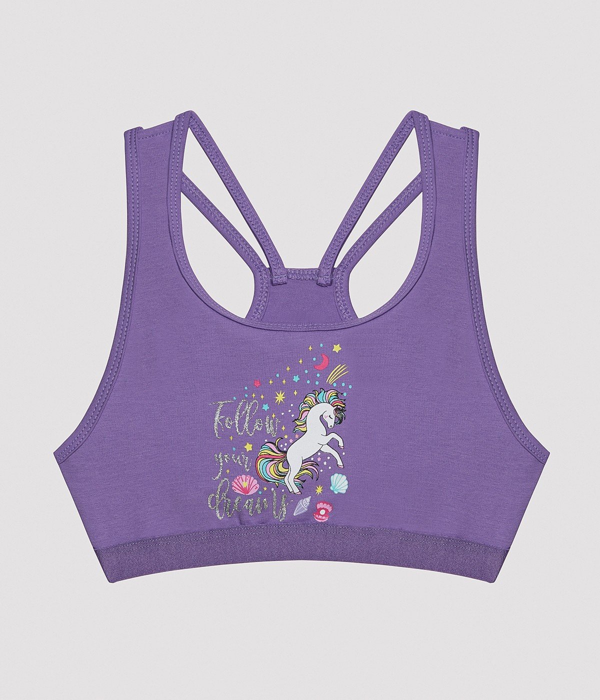 Girls Colorful Unicorn Detailed 2in1 Sports Top