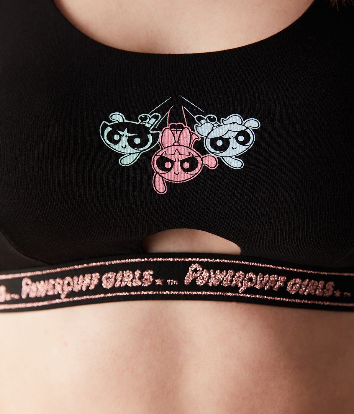 Powerpuff Girls Removable Padded Black Bralet Top