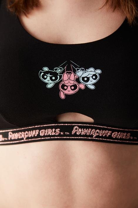 Sutien Bralette Powerpuff Girls Removable Padded Black