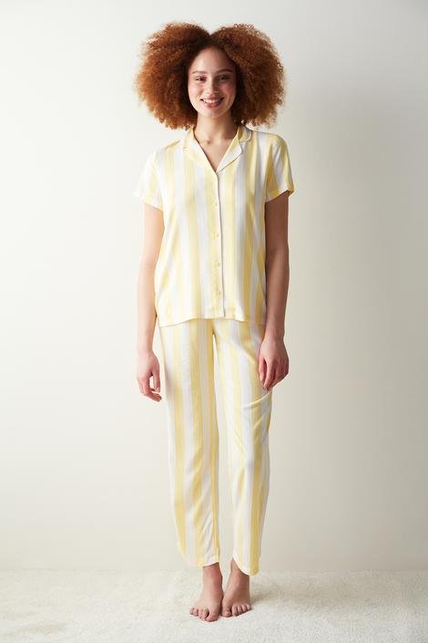 Set Pijama Spring Yellow Striped Long Sleeve
