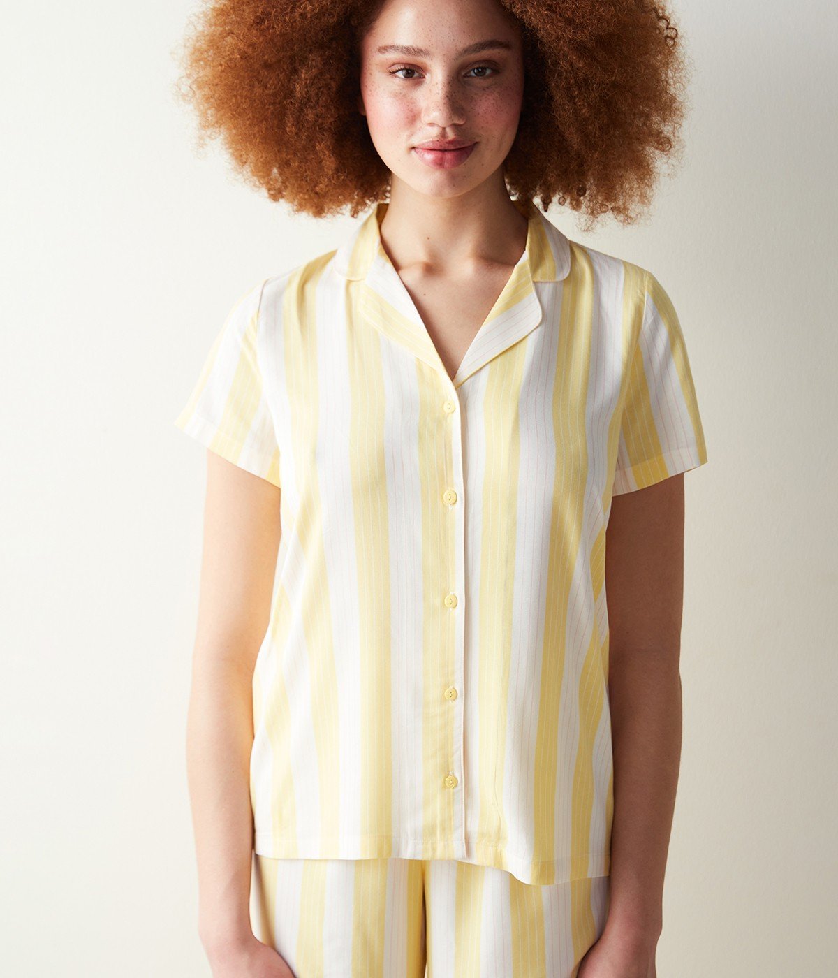 Spring Yellow Striped Long Sleeve Pants Pyjamas Set