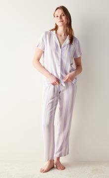Set Pijama Spring Purple Striped Short Sleeve