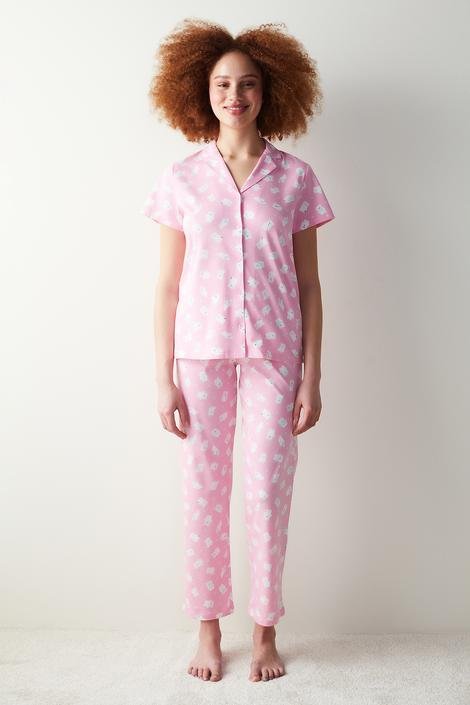 Cuteness Printed Pink Shirt Pant PJ Set