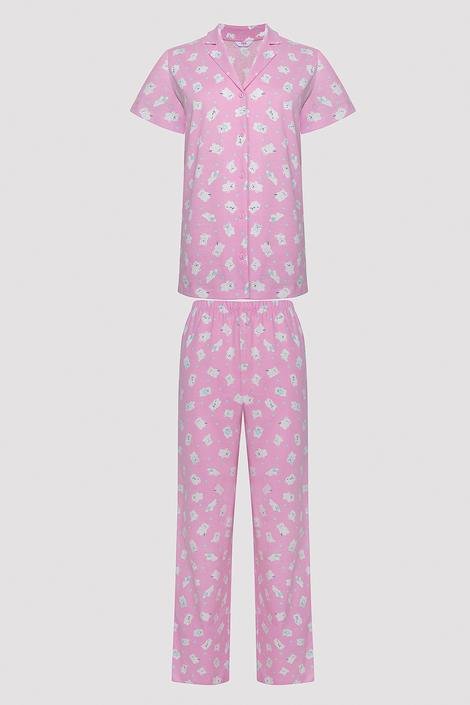 Cuteness Printed Pink Shirt Pant PJ Set