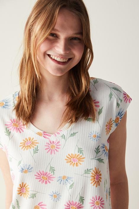 Flora Printed Tshirt PJ Top