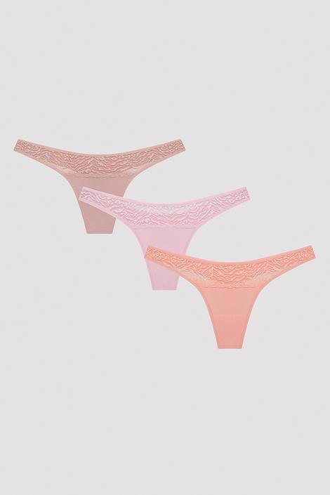 Coral Vibes Lacy Detailed 3in1 Thong