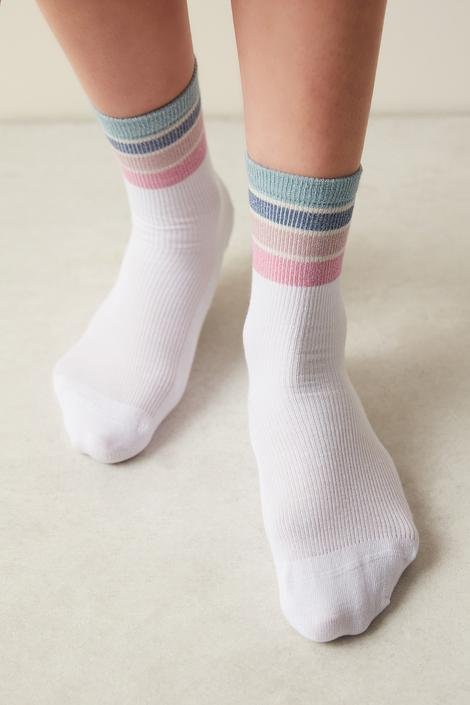 Shiny Colorful Stripe Socket Socks