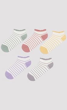 Colorful Lined Frill 5in1 Liner Socks