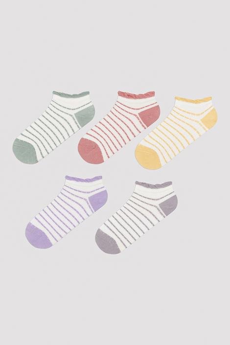Colorful Lined Frill 5in1 Liner Socks