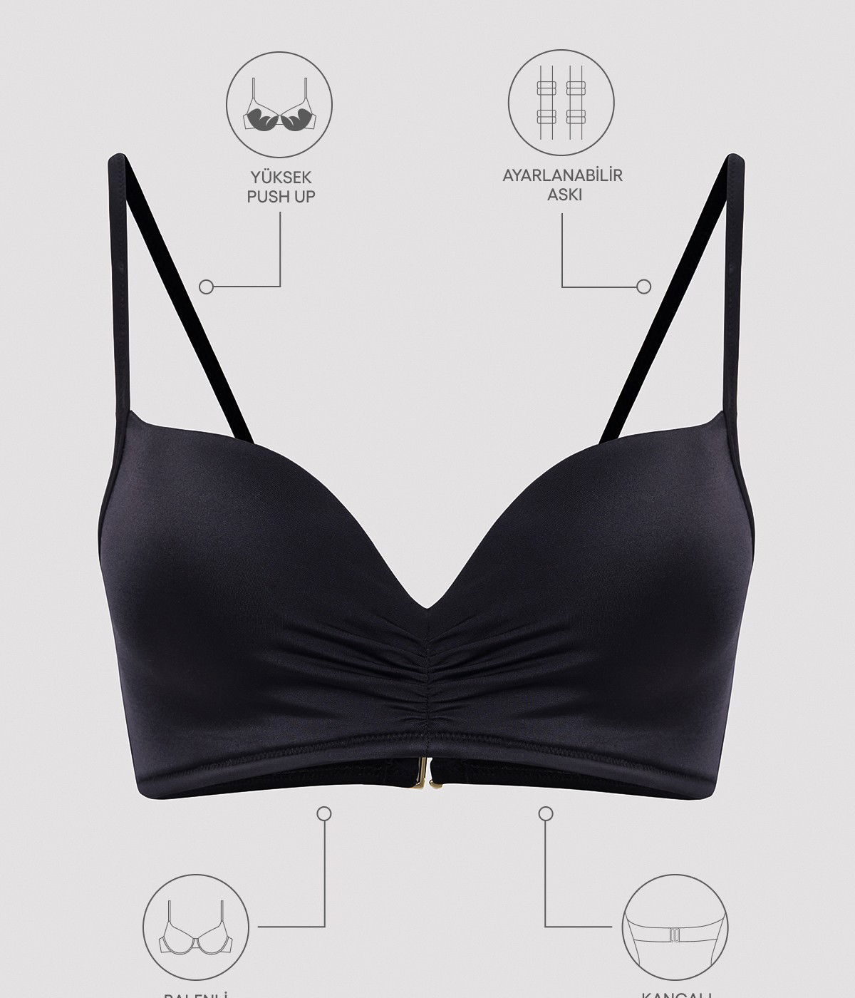 Super Push Up Black Bikini Top