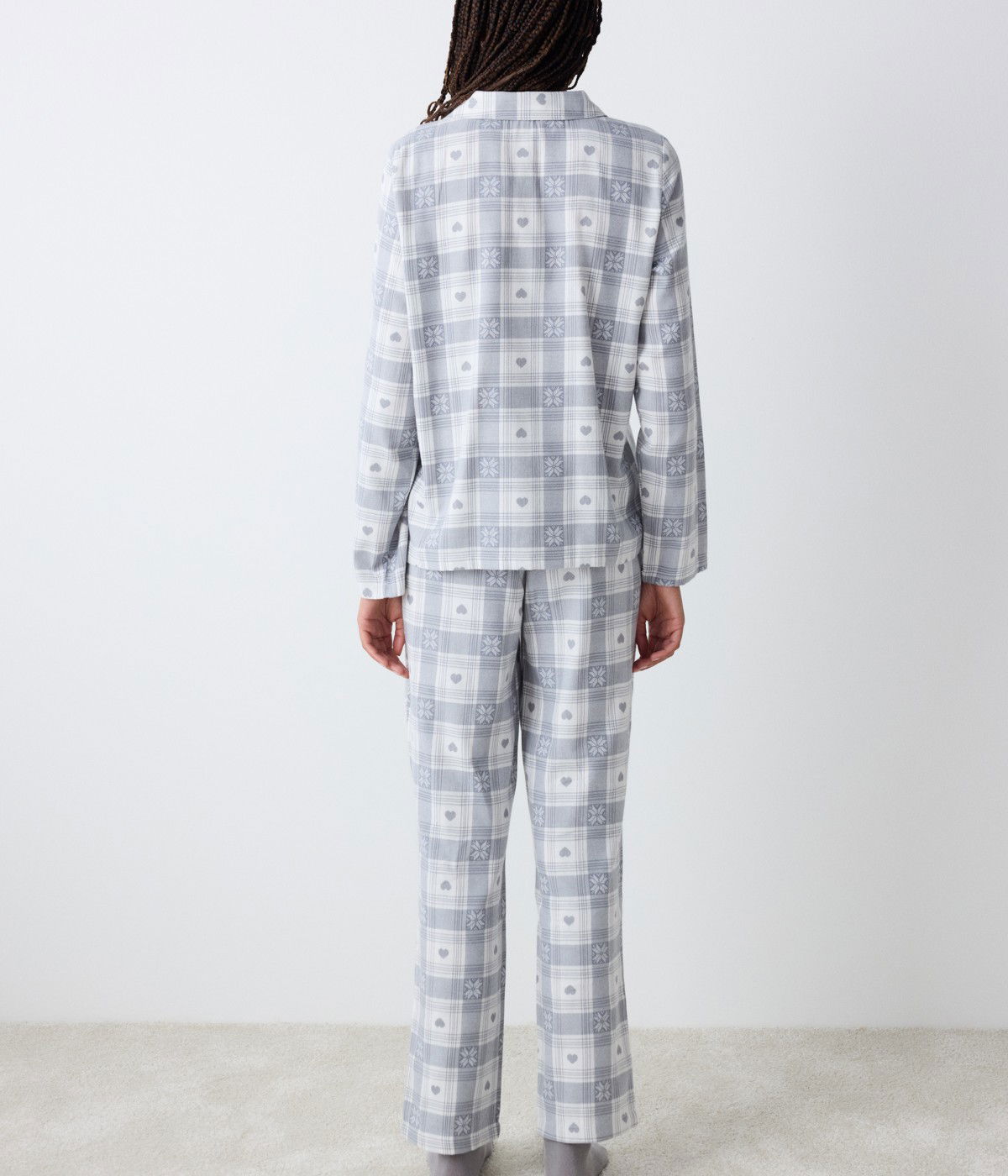 Grey Checked Shirt Pant PJ Set
