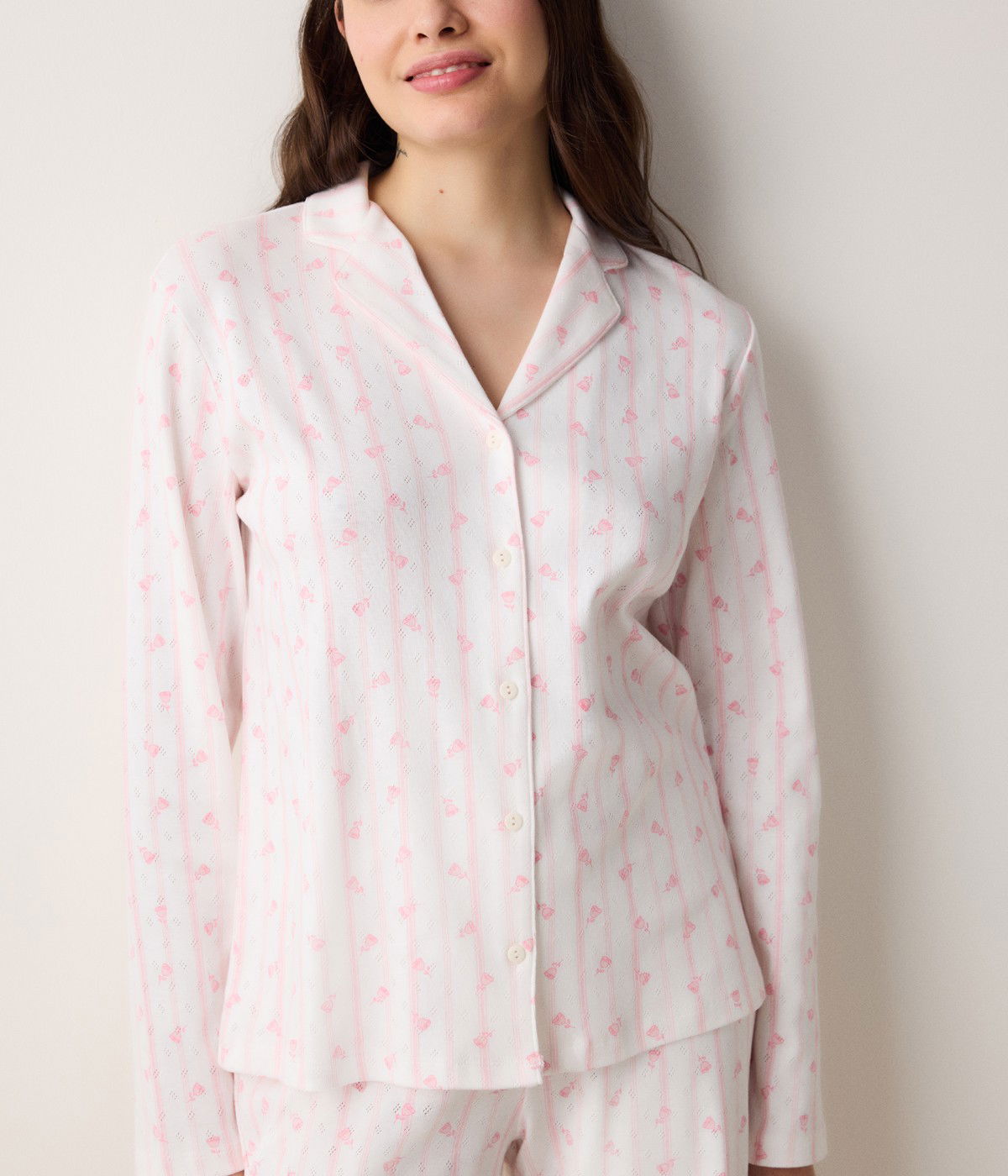 Pink Stripes Pointel Shirt Pant PJ Set