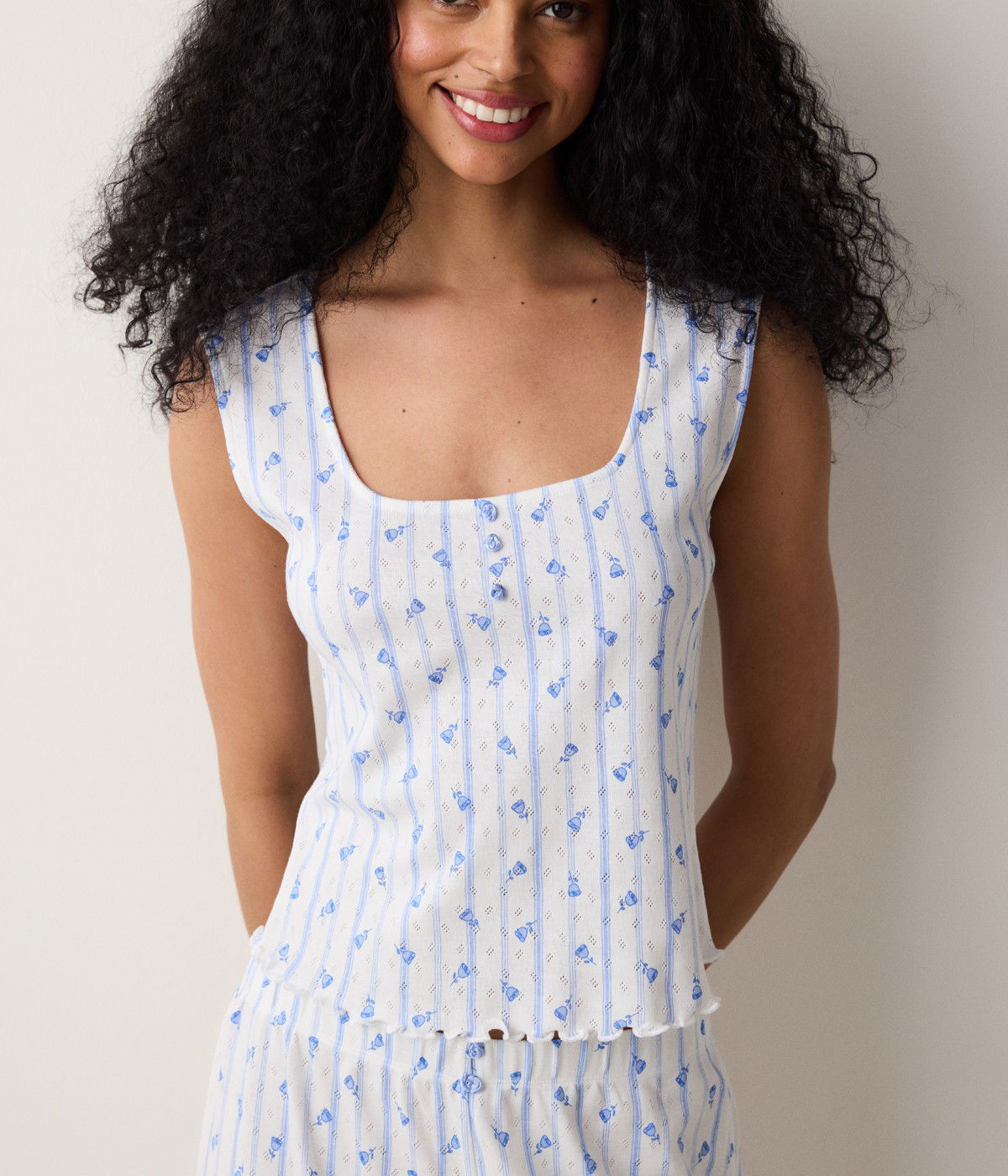 Roses Printed Pointel Athlete PJ Top