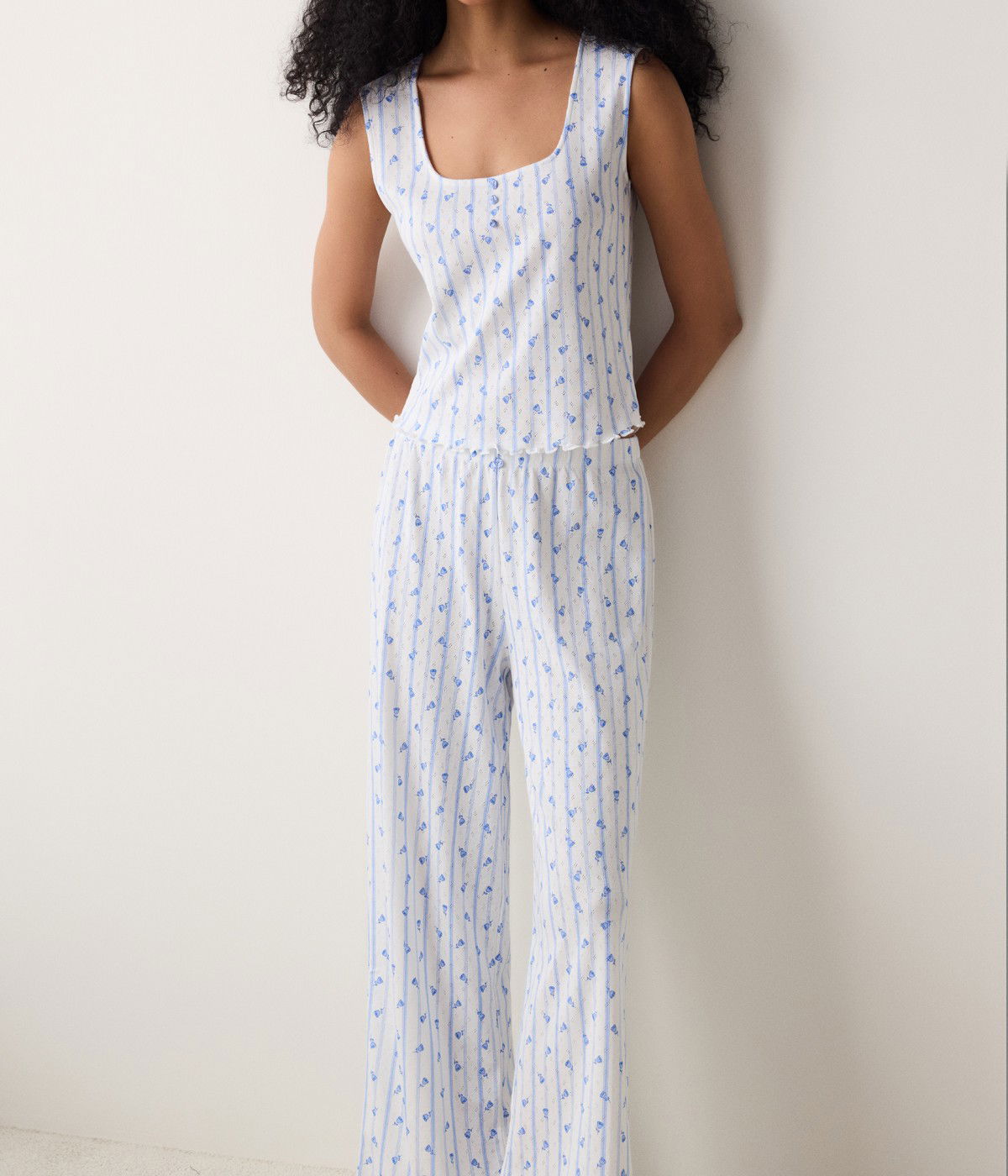 Roses Printed Pointel Athlete PJ Top